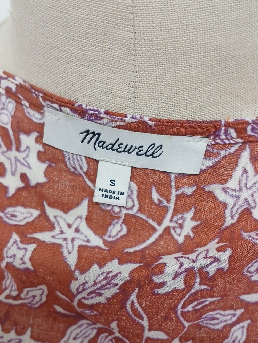 Madewell Rust Floral Wrap Blouse with Tie - Picture 8 of 9